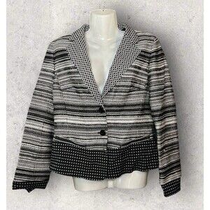Worth New York Women’s Size 8 Geometric Print Blazer Jacket Cotton Blend Weave